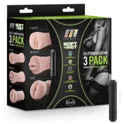 M For Men Lot 3 Masturbateurs réalistes vibrants ADRIANA Anus Vagin Bouche